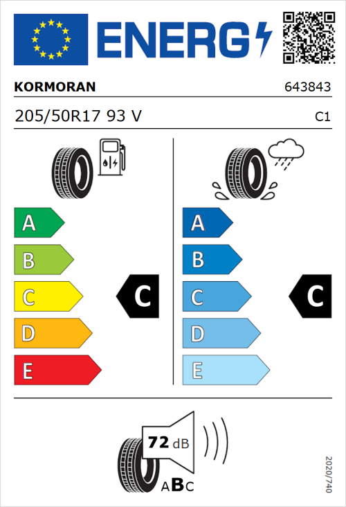 Tyre Label for Kormoran Ultra High Performance 205/50R17 93V