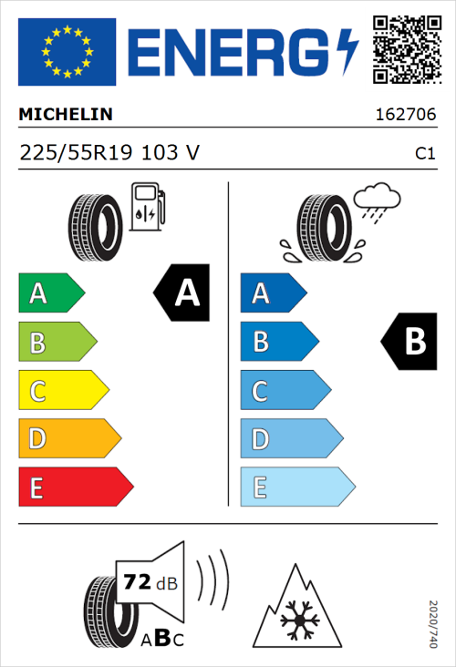 Tyre Label for Michelin CrossClimate 2 SUV 225/55R19 103V